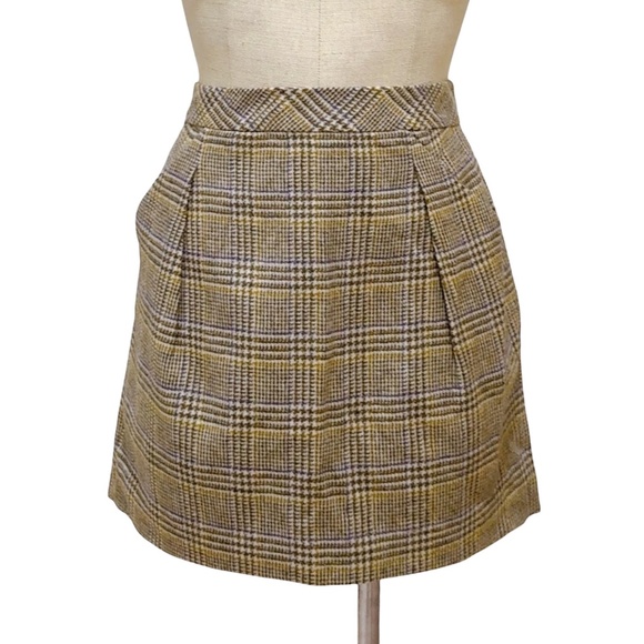 J. Crew Dresses & Skirts - J. Crew Women's Tan/Brown 100% Wool Plaid Mini Skirt Size 12